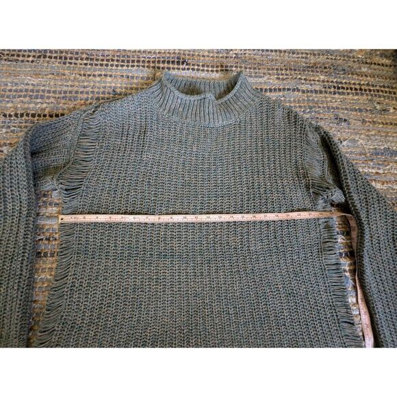 J. Jill M Oversized Mock Neck Sweater Open Knit Pistachio Green Beige Preppy - Picture 6 of 7